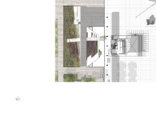 Site Plan, Plan and Context Section – The Peace Garden slopes with stadium seati