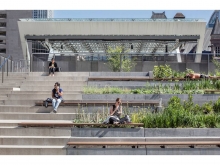 Stepped garden looking east – seating and planting areas are interwoven with sta